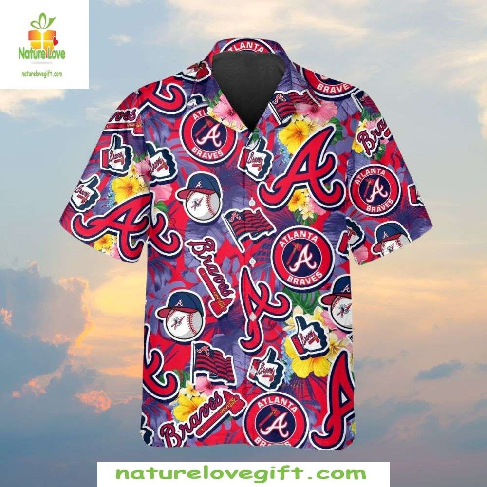 Atlanta Braves Hawaiian Vibrant Floral MLB Baseball - Adult & Kids T-Shirts, Sweatshirts & Hoodies apparel design preview 1