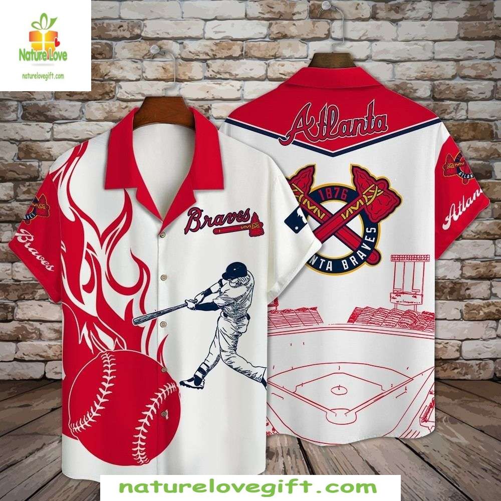 Atlanta Braves Hawaiian Red White Stylish Baseball - Adult & Kids T-Shirts, Sweatshirts & Hoodies apparel design preview 1