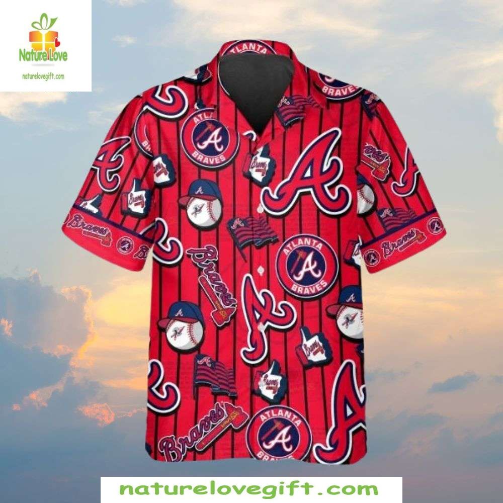 Atlanta Braves Hawaiian Red Home Run Stripe Baseball - Adult & Kids T-Shirts, Sweatshirts & Hoodies apparel design preview 1