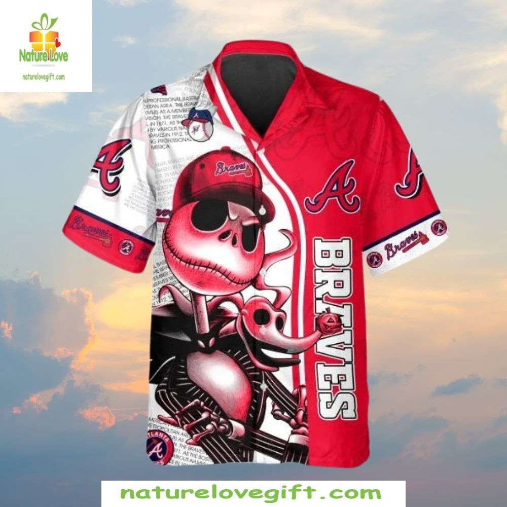 Atlanta Braves Hawaiian Jack Skeleton Graphic MLB - Adult & Kids T-Shirts, Sweatshirts & Hoodies apparel design preview 1