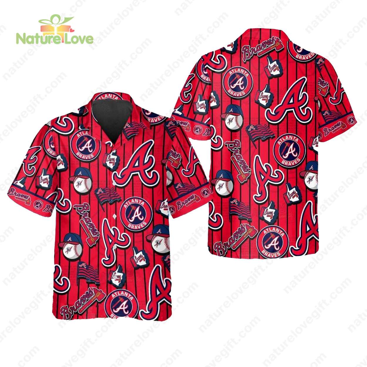 Atlanta Braves Logo Summer Hawaiian MLB Gift for Fans - Adult & Kids T-Shirts, Sweatshirts & Hoodies apparel design preview 1