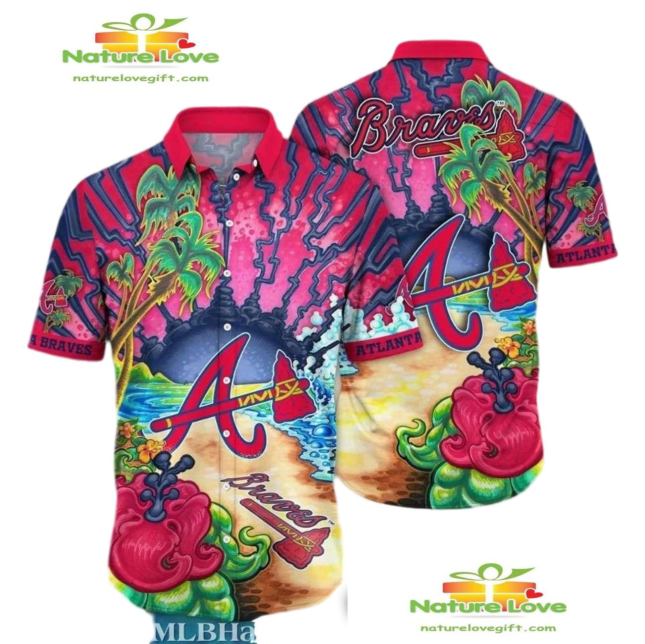 Atlanta Braves Hawaiian Tidal Rush Oceanic Adventure - Adult & Kids T-Shirts, Sweatshirts & Hoodies apparel design preview 1