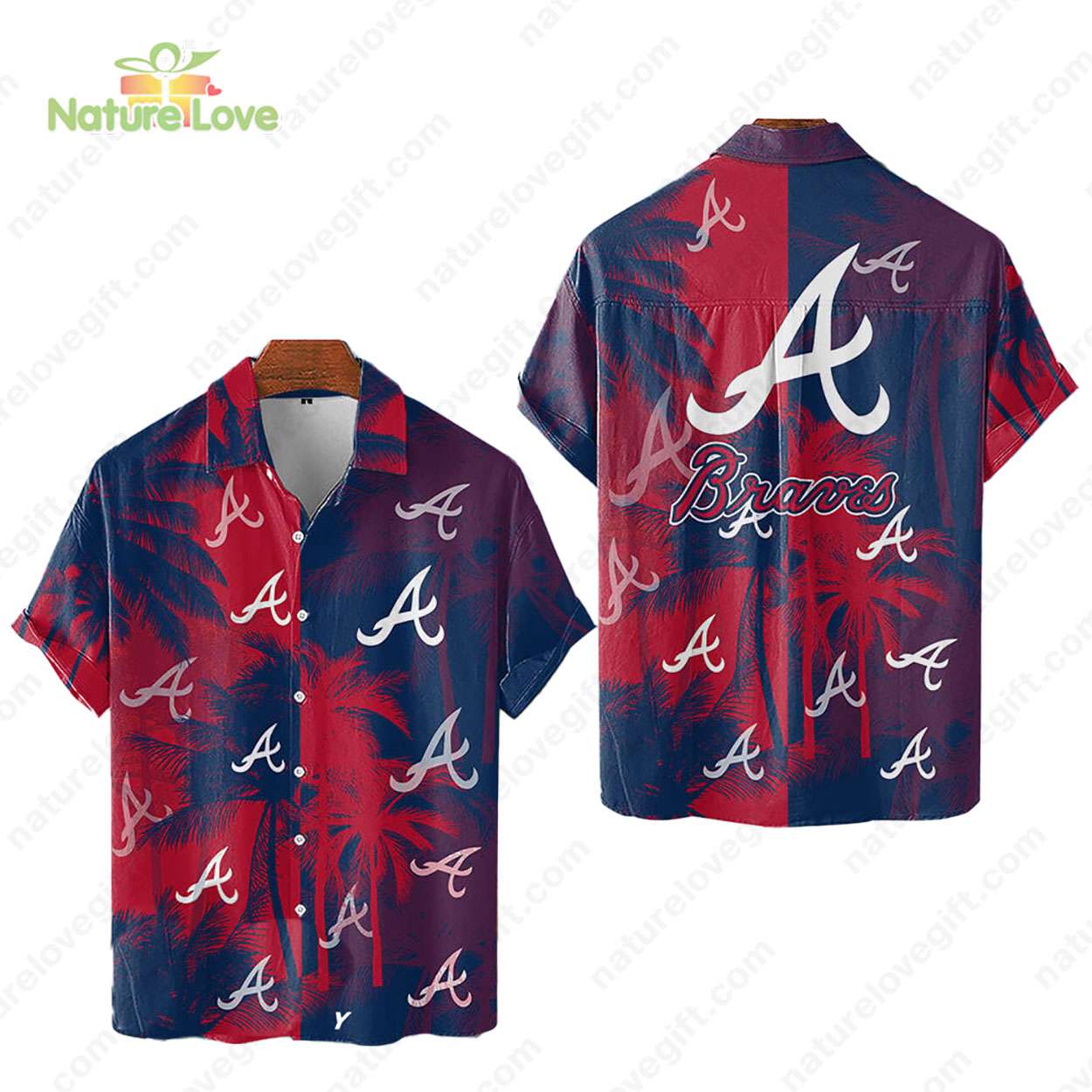 Atlanta Braves Tropical Palm Trees MLB Hawaiian - Adult & Kids T-Shirts, Sweatshirts & Hoodies apparel design preview 1