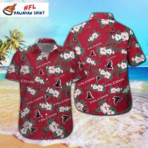 Atlanta Falcons Red Tropical Floral Team Logo - Adult & Kids T-Shirts, Sweatshirts & Hoodies apparel design preview 1