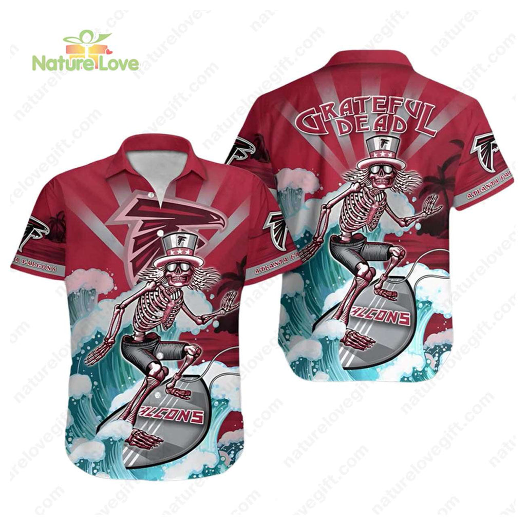 Atlanta Falcons Skeleton Grateful Dead Surfing - Adult & Kids T-Shirts, Sweatshirts & Hoodies apparel design preview 1