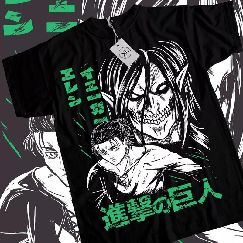Attack Titan Anime Eren Yeager Shingeki No Kyojin - Adult & Kids T-Shirts, Sweatshirts & Hoodies apparel design preview 1