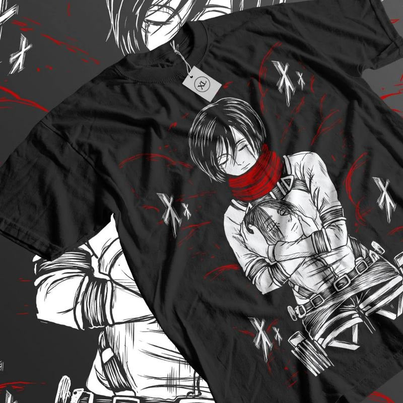 Attack Titan Anime Mikasa Eren Head Vintage - Adult & Kids T-Shirts, Sweatshirts & Hoodies apparel design preview 1