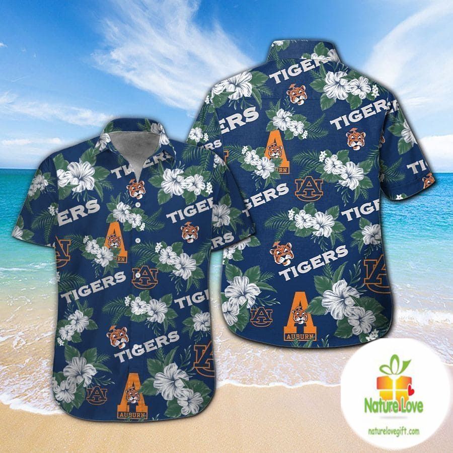 Auburn Tigers Hawaiian Short Sleeve Button Up Aloha - Adult & Kids T-Shirts, Sweatshirts & Hoodies apparel design preview 1