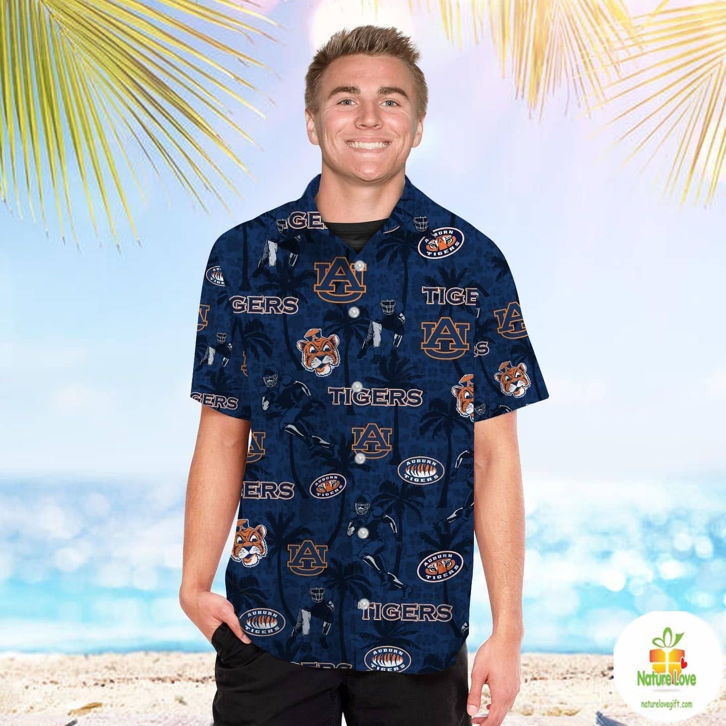 Auburn Tigers Hawaiian Tropical Beach Coconut Tree - Adult & Kids T-Shirts, Sweatshirts & Hoodies apparel design preview 1