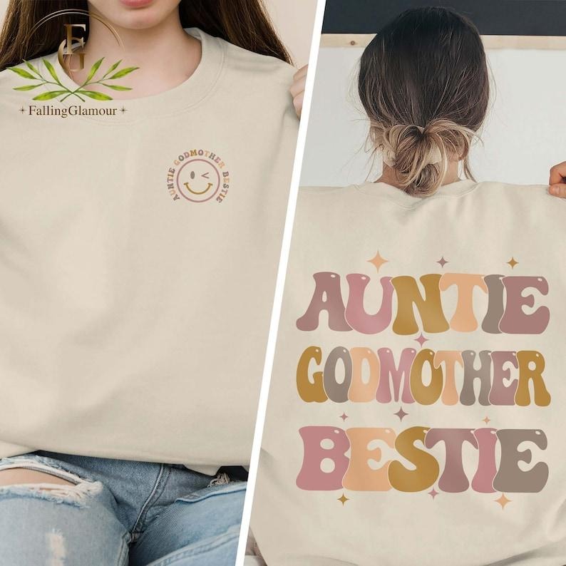 Auntie Godmother Bestie Godmama Funny Godparent Aunt - Adult & Kids T-Shirts, Sweatshirts & Hoodies apparel design preview 1