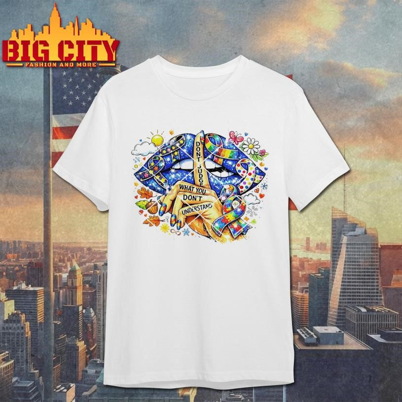 Autism Awareness Glitter Lips - Adult & Kids T-Shirts, Sweatshirts & Hoodies apparel design preview 1