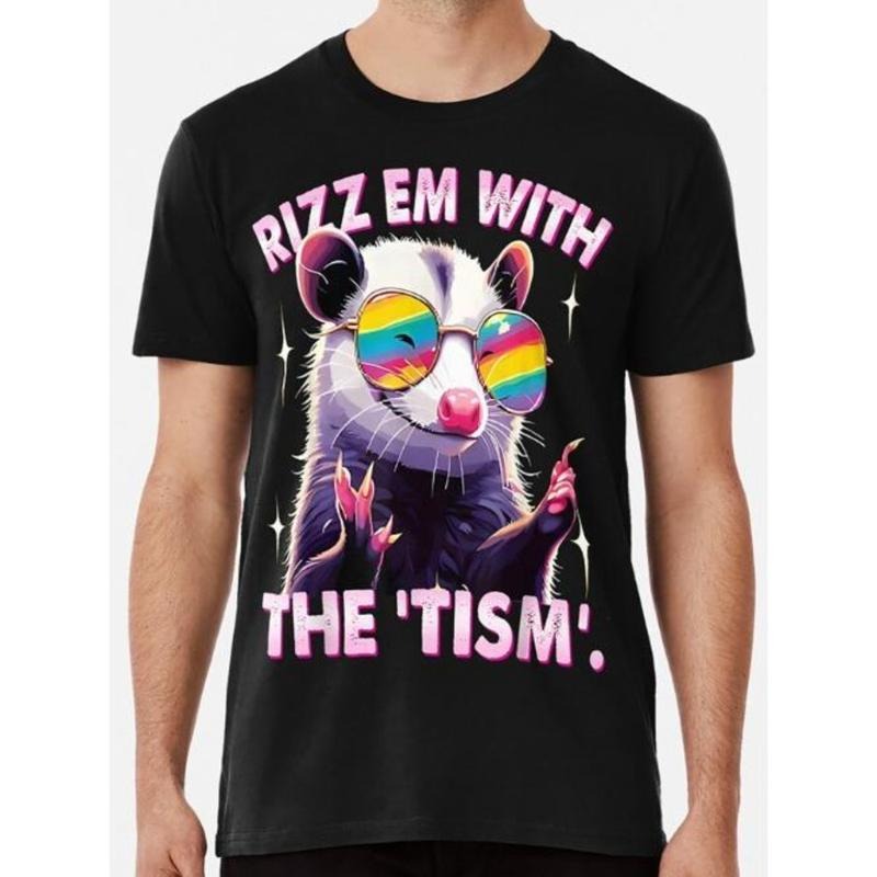 Autism Funny Rizz Em Tism Meme Autistic Raccoon - Adult & Kids T-Shirts, Sweatshirts & Hoodies apparel design preview 1