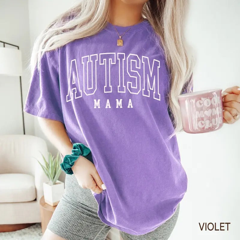 Autism Mama Mom Varsity Awareness Neurodiversity - Adult & Kids T-Shirts, Sweatshirts & Hoodies apparel design preview 1