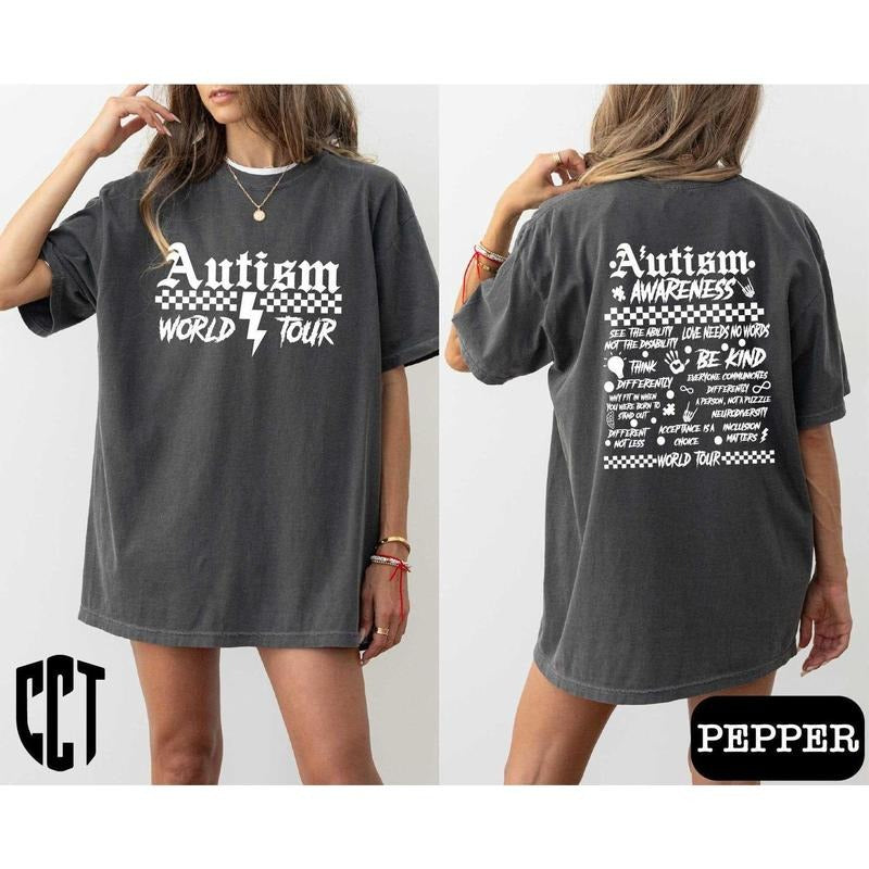 Autism World Tour Awareness Month Neurodiversity Sped - Adult & Kids T-Shirts, Sweatshirts & Hoodies apparel design preview 1