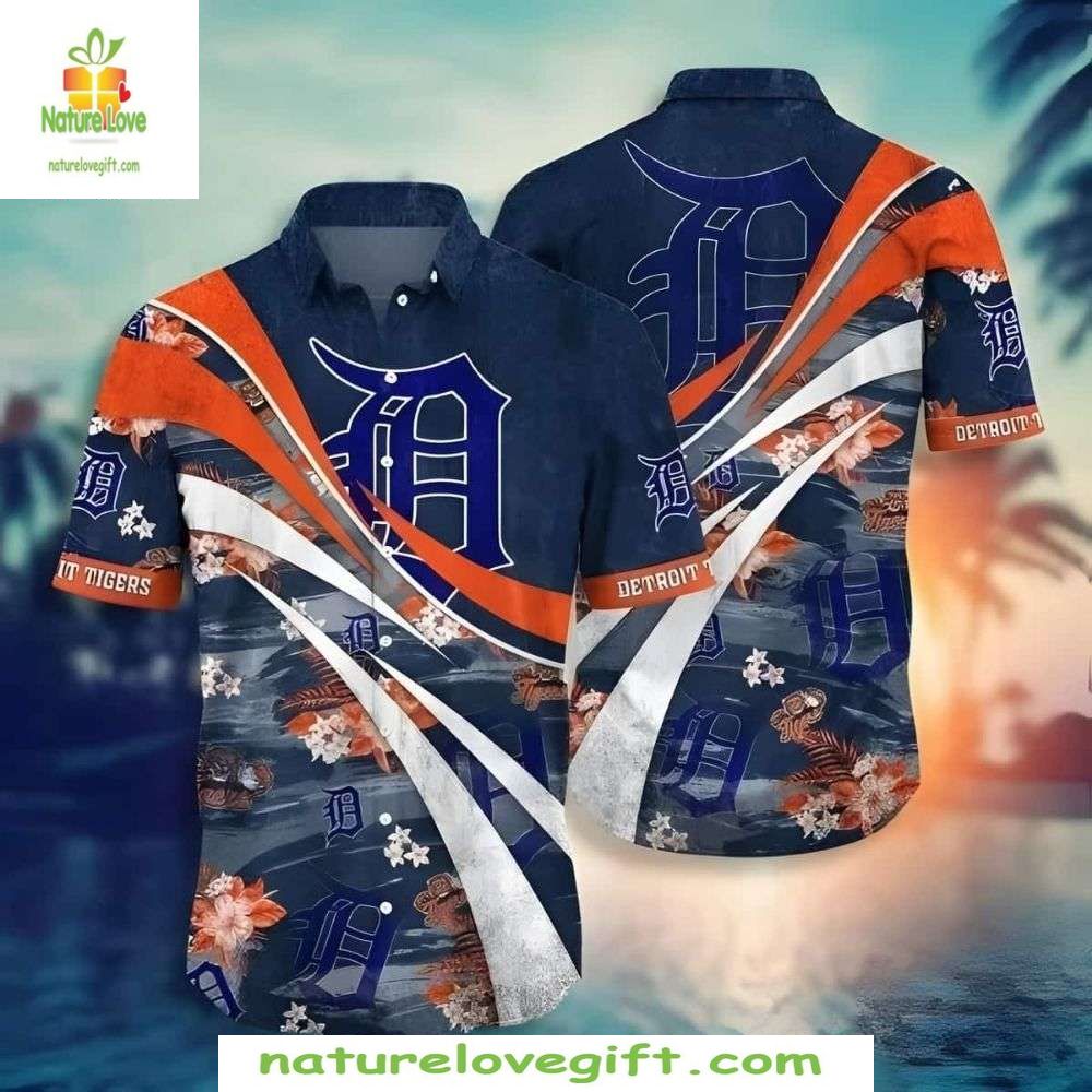 Detroit Tigers Hawaiian Autumn Sunset MLB Baseball - Adult & Kids T-Shirts, Sweatshirts & Hoodies apparel design preview 1