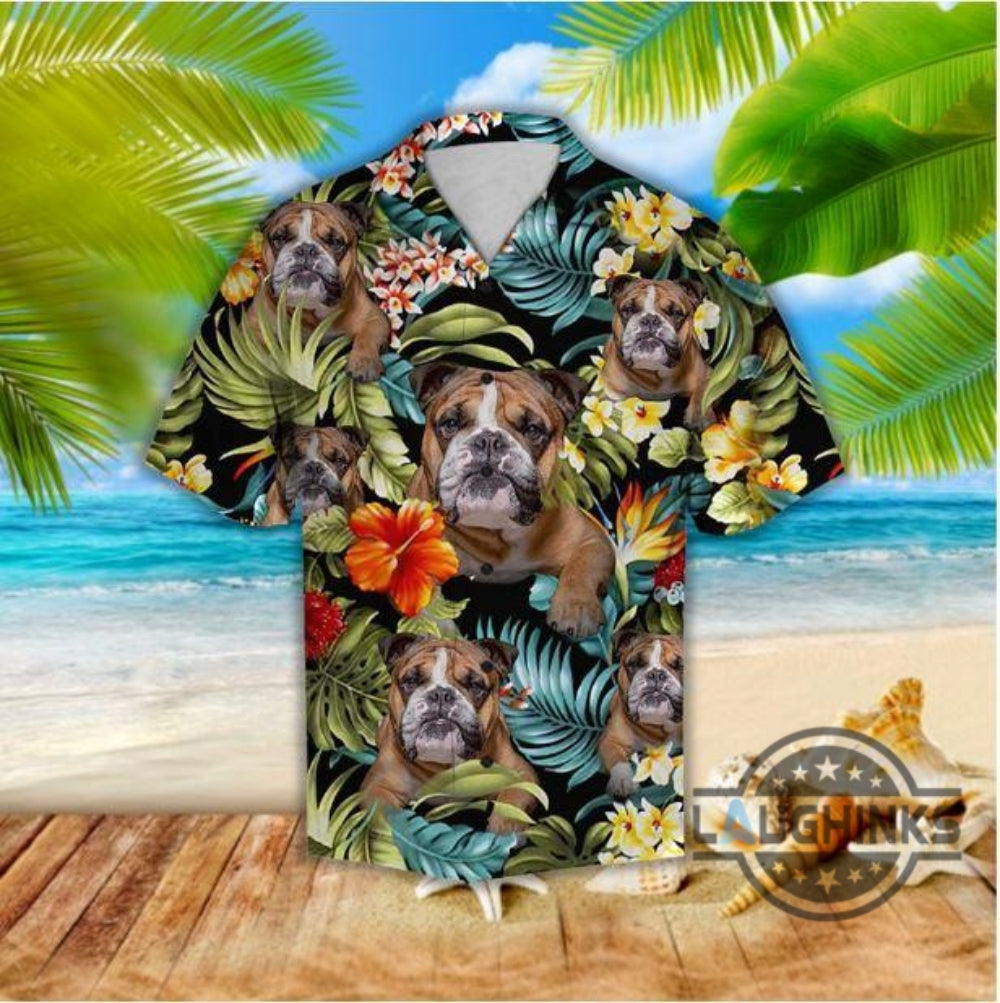 Awesome Bulldog Tropical Hawaiian 131 Aloha Hawaii - Adult & Kids T-Shirts, Sweatshirts & Hoodies apparel design preview 1