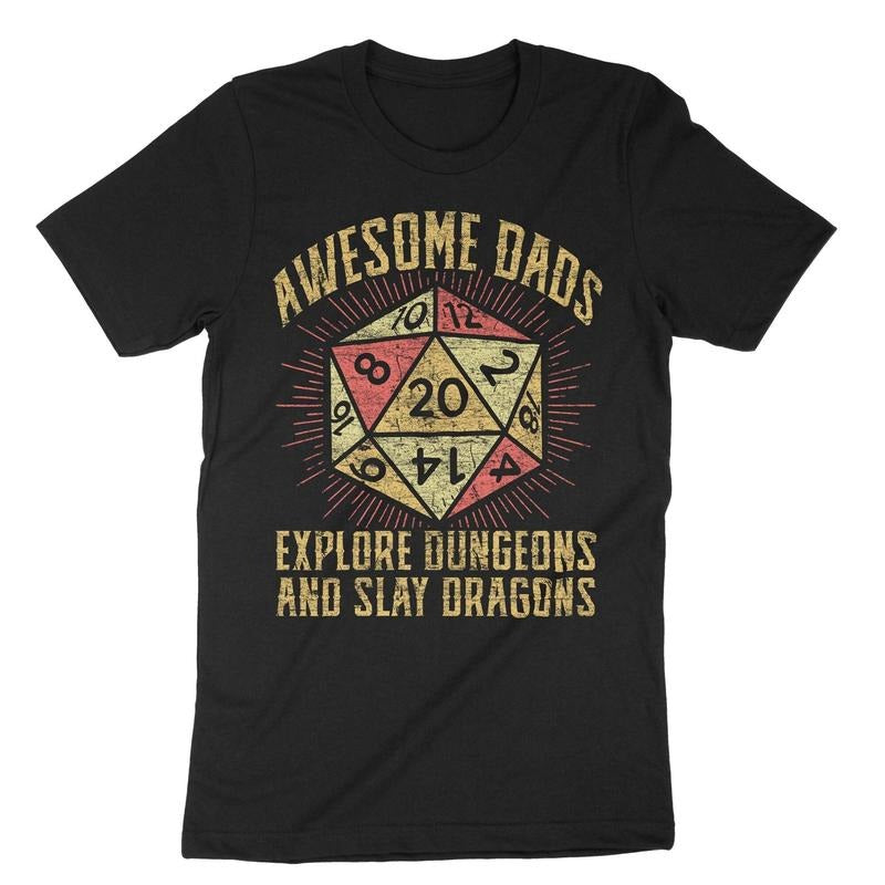 Awesome Dads Explore Dungeons Slay Dragons Gamer Dad - Adult & Kids T-Shirts, Sweatshirts & Hoodies apparel design preview 1