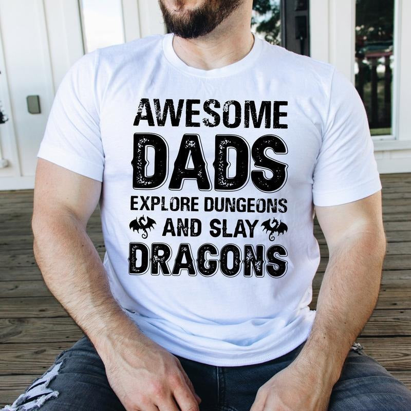 Awesome Dads Explore Dungeons Slay Dragons Cool Nerd - Adult & Kids T-Shirts, Sweatshirts & Hoodies apparel design preview 1