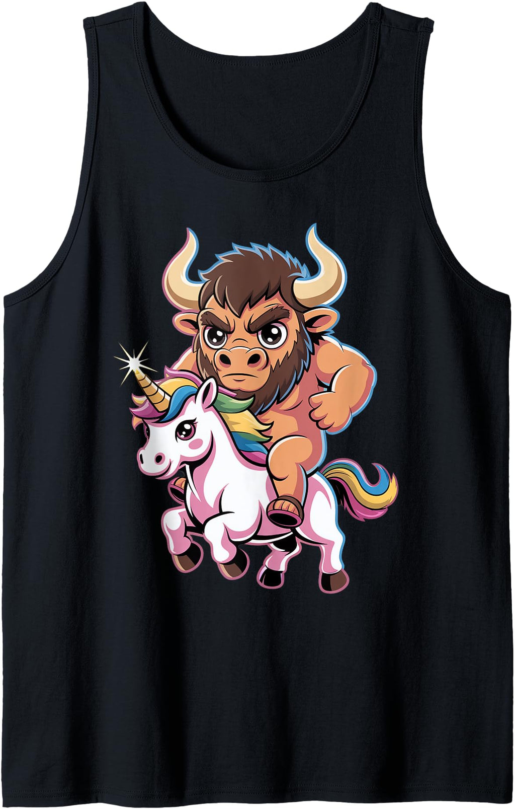Chibi Minotaur Riding Unicorn Rare T-Shirt - Graphic Print Unisex - T-Shirt, Sweatshirt, Hoodie