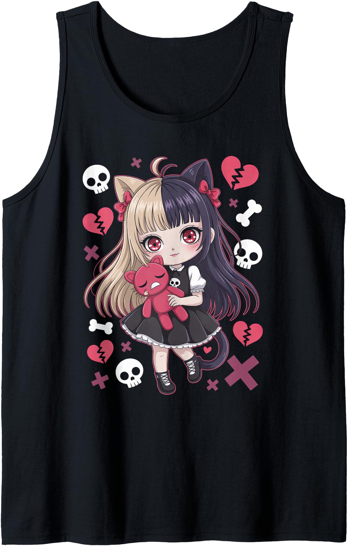 Goth Emo Teddybear Gothic Chibi T-Shirt - Aesthetic Graphic for Adults - T-Shirt, Sweatshirt, Hoodie