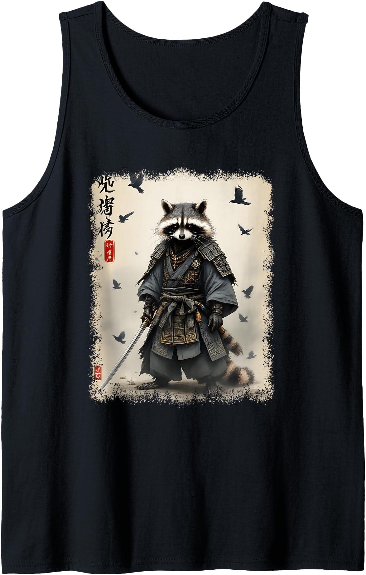 Original Samurai Raccoon Japanese T-Shirt - Graphic Print for Adults - T-Shirt, Sweatshirt, Hoodie