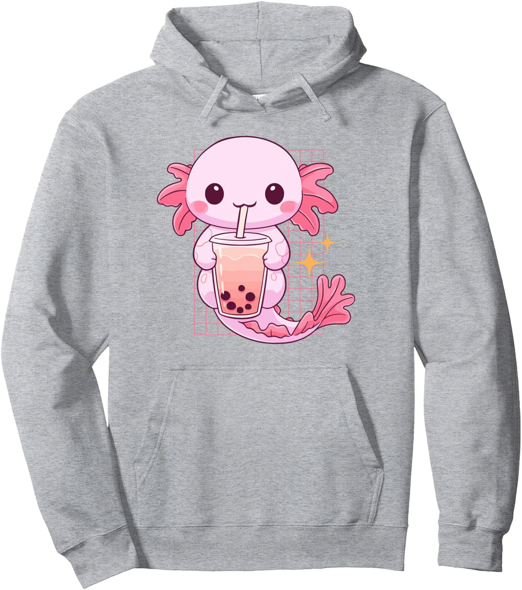 Handcrafted Kawaii Axolotl Boba Hoodie - Casual Everyday Wear Men Women - T-Shirt, Sweatshirt, Hoodie