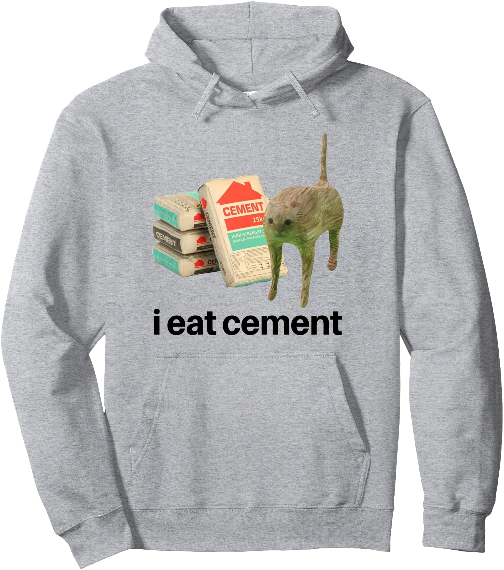 I Eat Cement Cursed Cat Meme Cat T-Shirt - Custom Art Print for Adults - T-Shirt, Sweatshirt, Hoodie