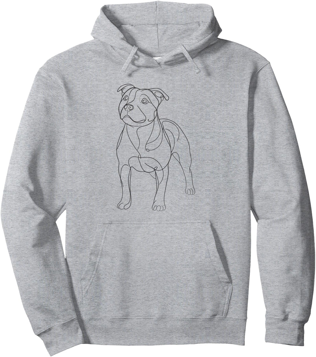 Line Art Staffordshire Bull Terrier Hoodie - Trendy Graphic for Adults - T-Shirt, Sweatshirt, Hoodie