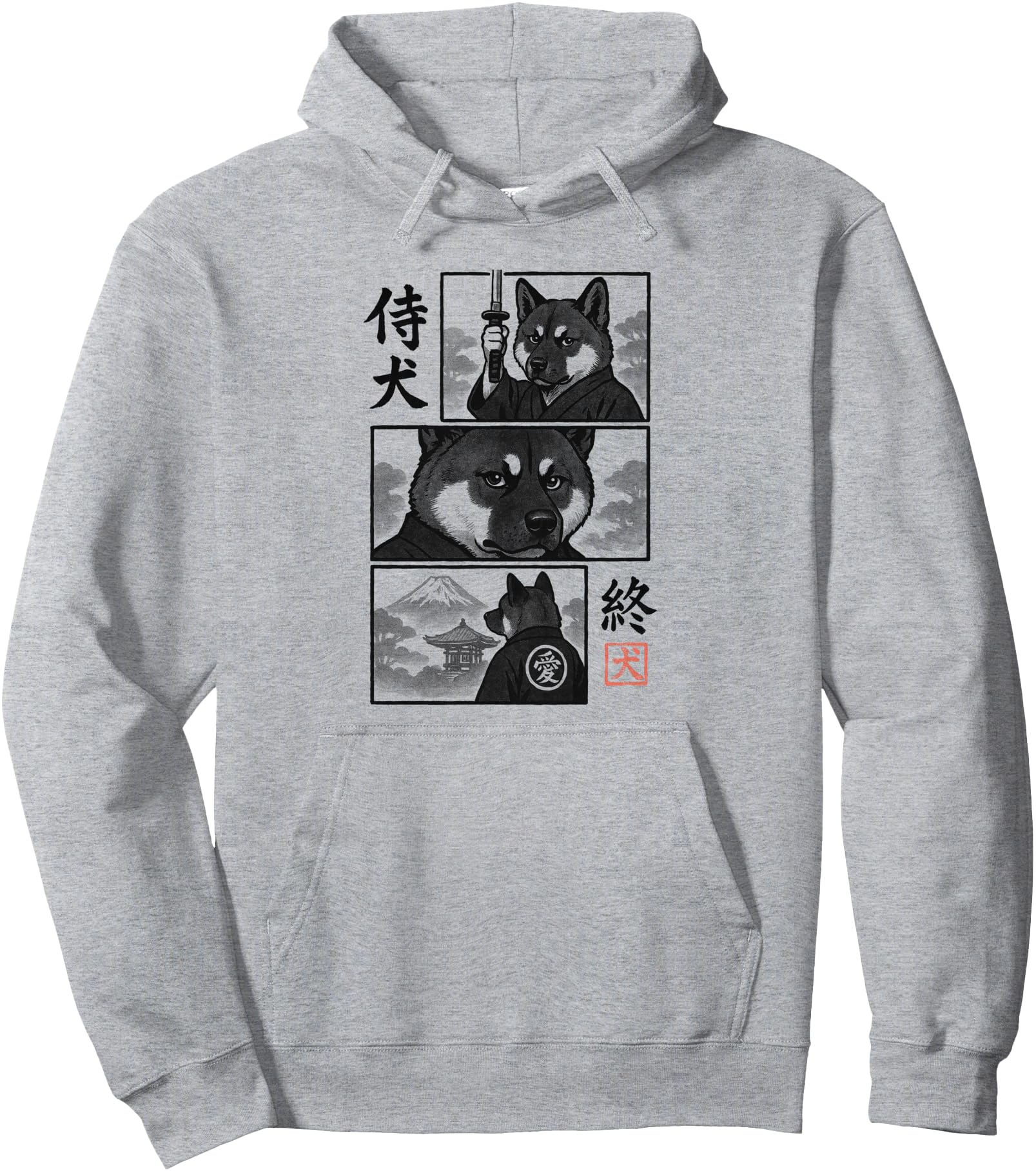 American Akita Samurai Warrior Manga Hoodie - Novelty Apparel Unisex - T-Shirt, Sweatshirt, Hoodie