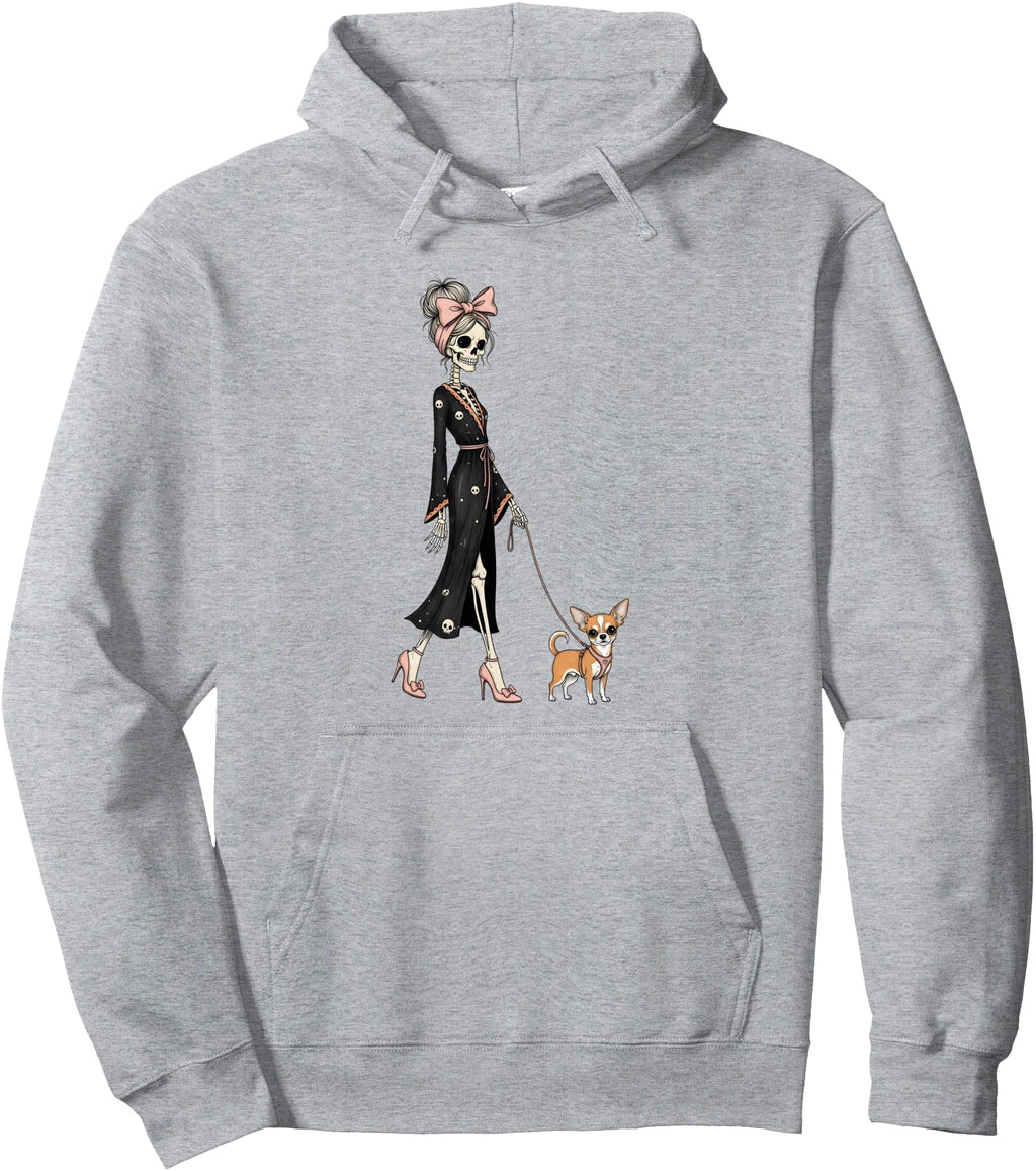 Handcrafted Skeleton Chihuahua Dog Hoodie - Custom Art Print for Adults - T-Shirt, Sweatshirt, Hoodie