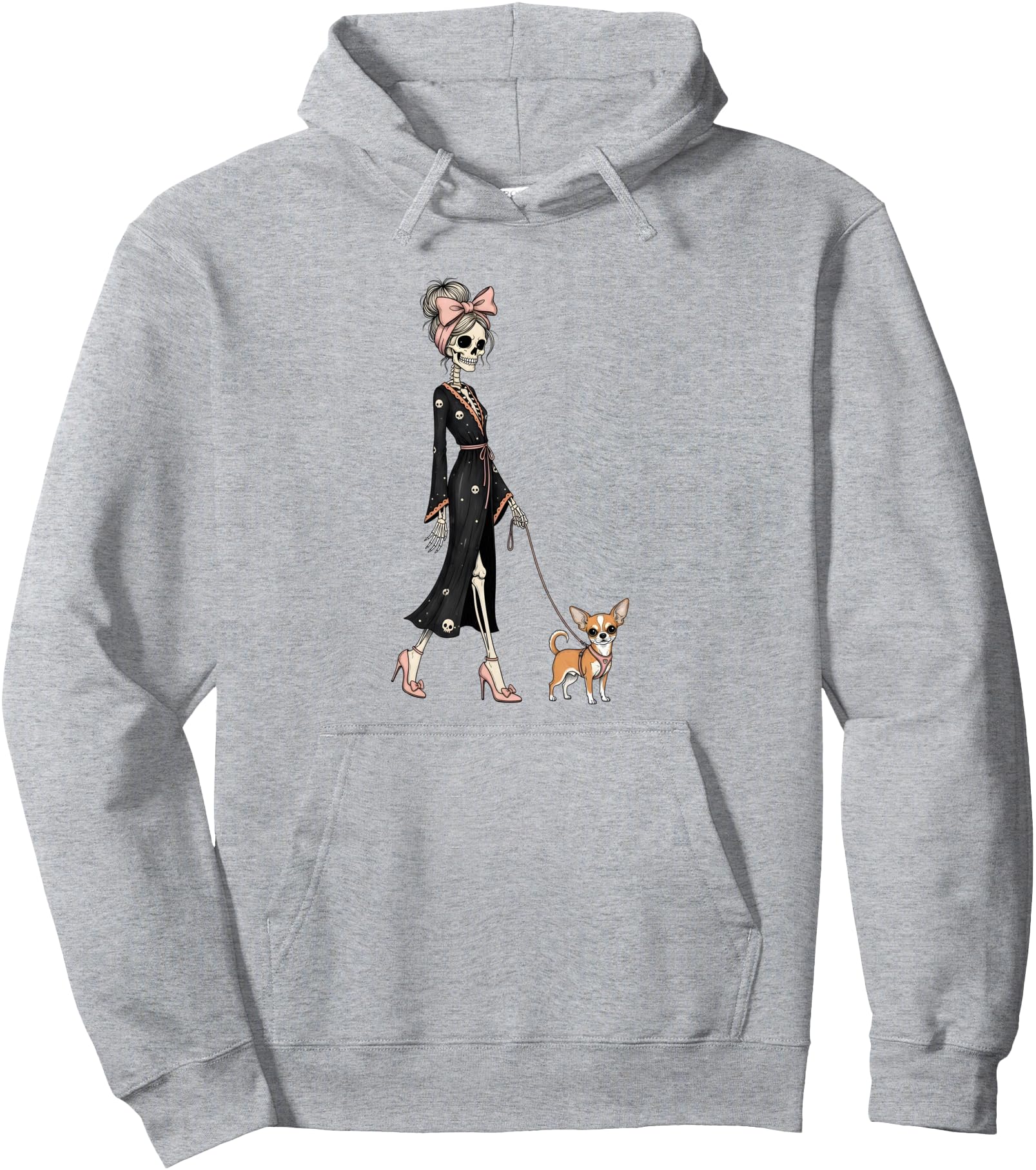 Handcrafted Skeleton Chihuahua Dog Hoodie - Custom Art Print for Adults - T-Shirt, Sweatshirt, Hoodie