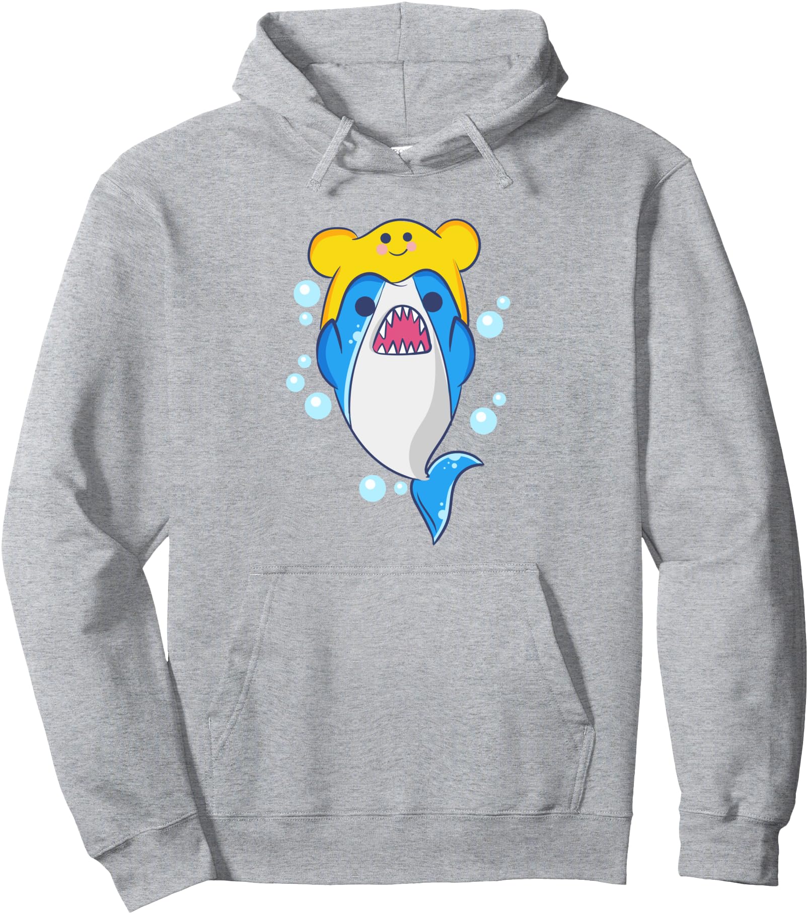 Handcrafted Kawaii Shark Mendaiko Hat Hoodie - Minimalist Print for Adults - T-Shirt, Sweatshirt, Hoodie