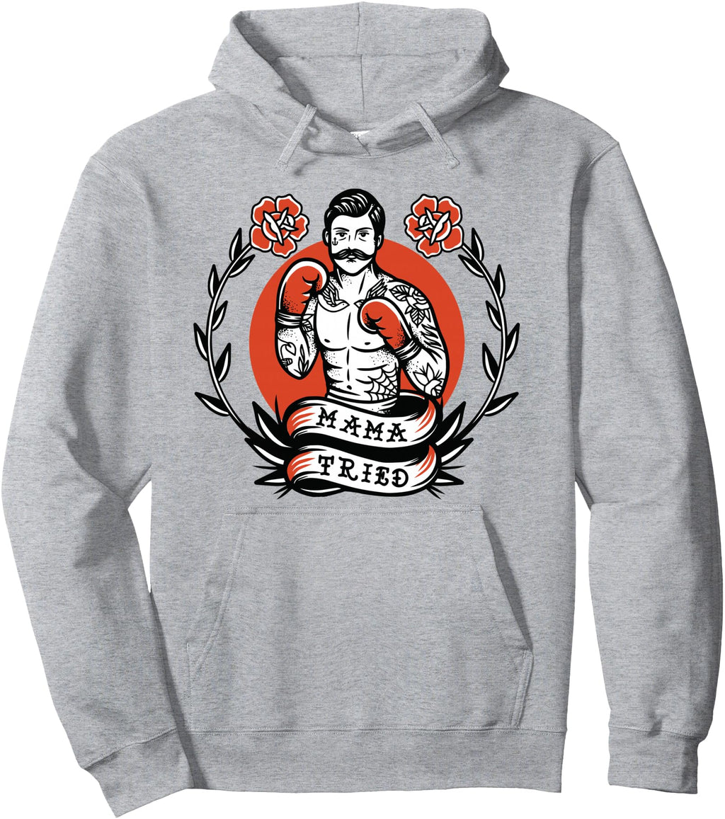 Boxer American Traditional Tattoo Hoodie - Fun Novelty Design Men Women - T-Shirt, Sweatshirt, Hoodie