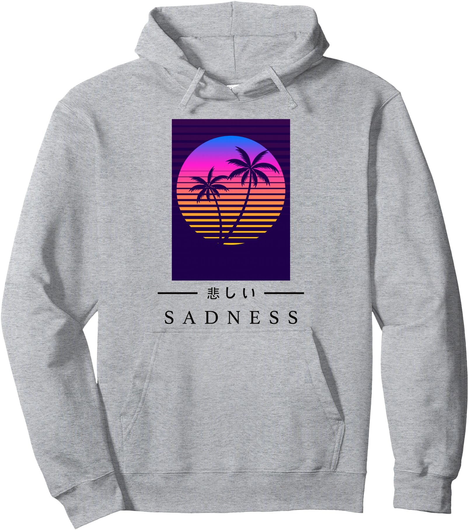 Authentic Retrowave Sad Japanese Art Hoodie - Novelty Apparel for Adults - T-Shirt, Sweatshirt, Hoodie