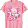 Kawaii Axolotl Strawberry Milk Sweatshirt - Custom Art Print Men Women - T-Shirt, Sweatshirt, Hoodie