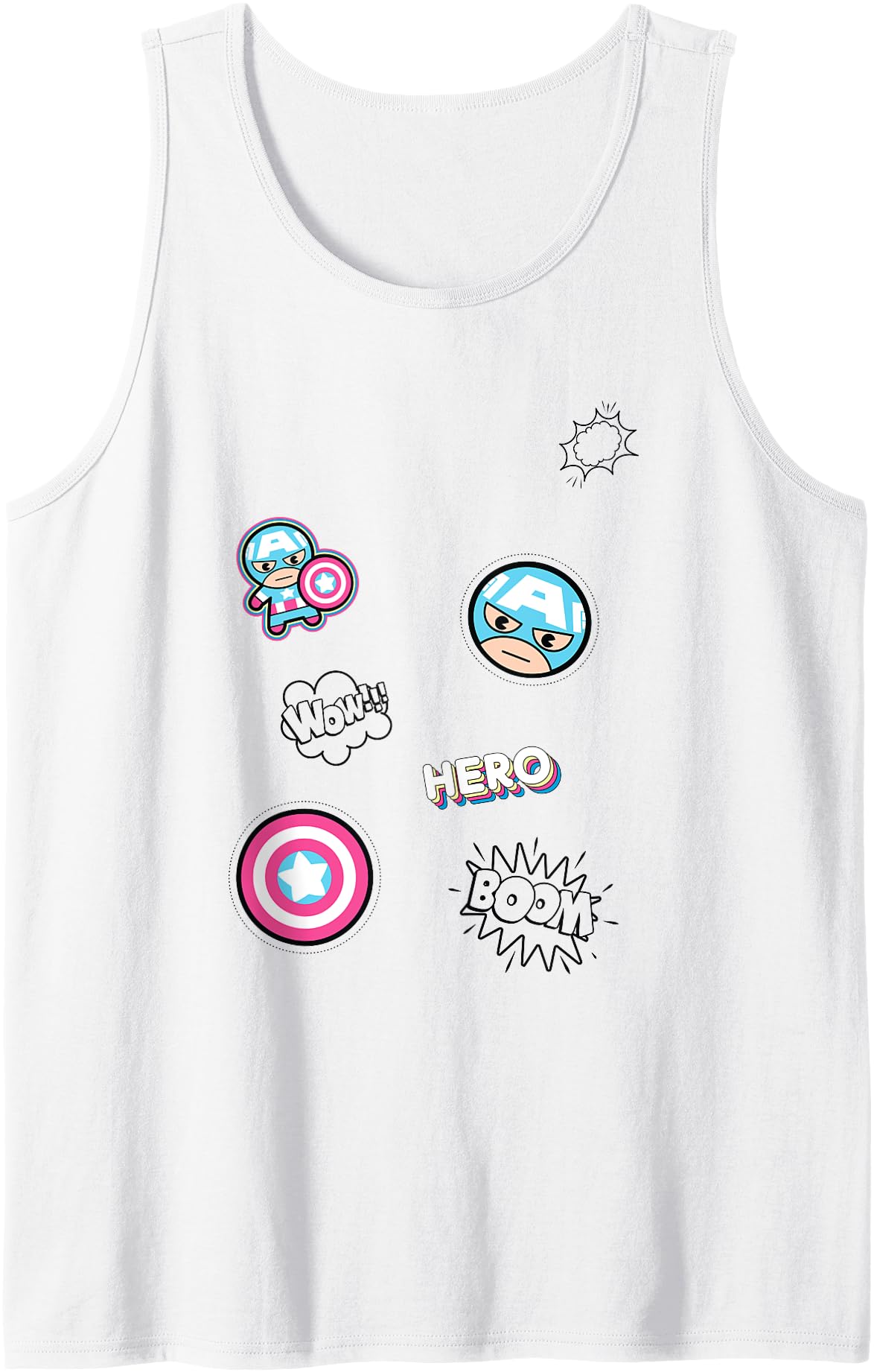 Authentic Marvel Kawaii Wow Boom Hero T-Shirt - Novelty Apparel for Adults - T-Shirt, Sweatshirt, Hoodie