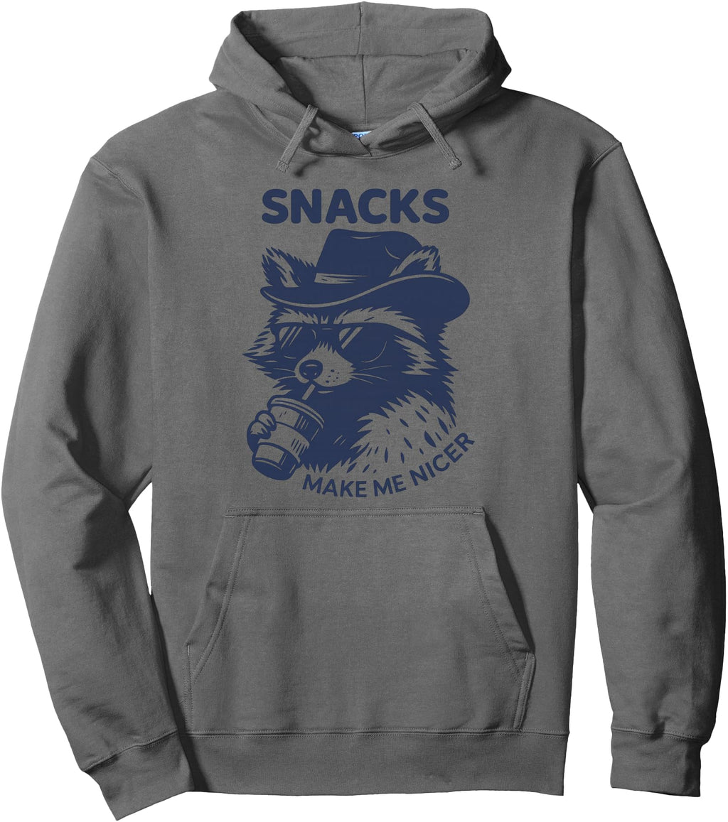 Snacks Make Me Nicer Raccoon Sweatshirt - Minimalist Print Men Women - T-Shirt, Sweatshirt, Hoodie