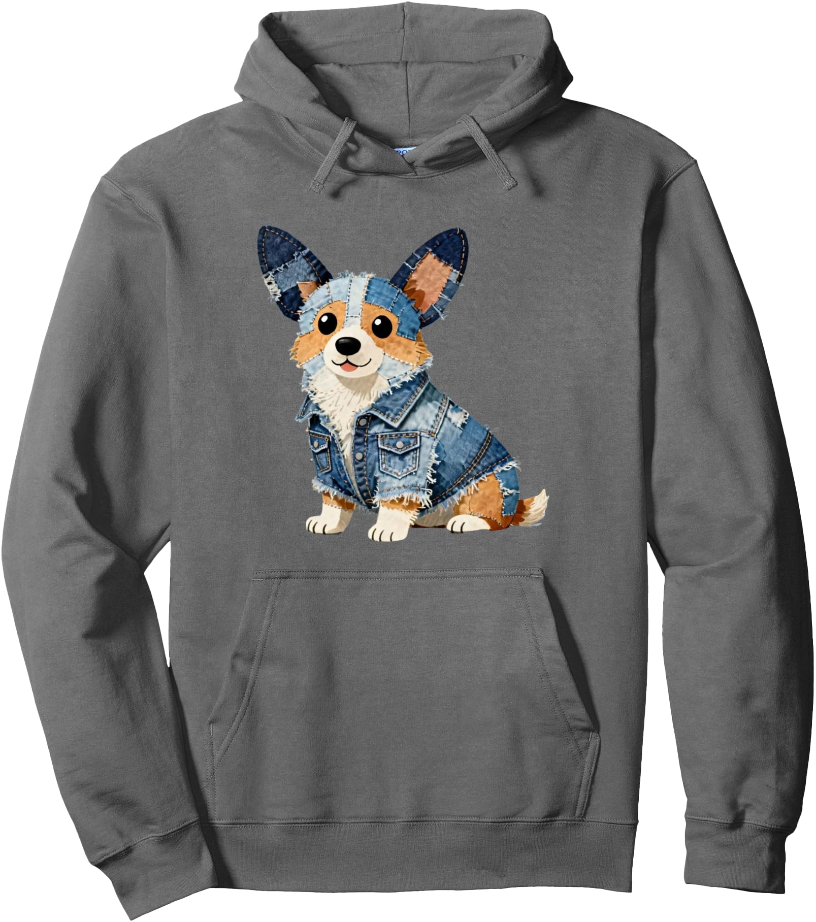 Corgi Dog Denim Patches Animal Artist T-Shirt - Fun Novelty Design Unisex - T-Shirt, Sweatshirt, Hoodie