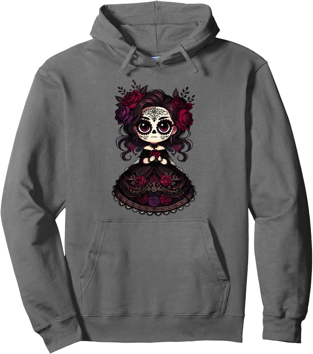 Chibi Catrina Gothic Roses Sugar Sweatshirt - Aesthetic Graphic Men Women - T-Shirt, Sweatshirt, Hoodie