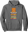 Handcrafted Orange Tabby Cat Reading Hoodie - Fun Novelty Design Men Women - T-Shirt, Sweatshirt, Hoodie