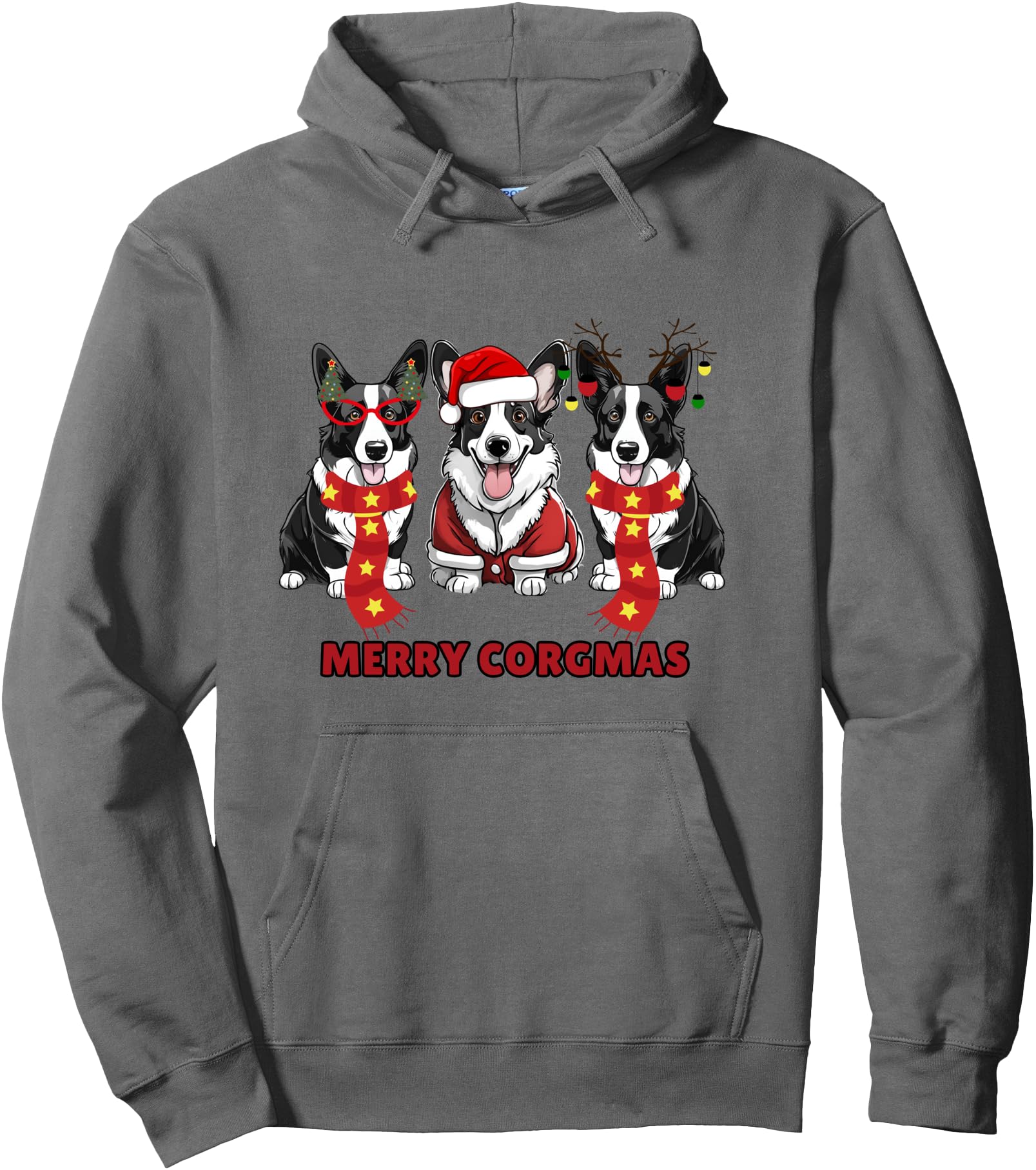 Handcrafted Merry Corgmas Cardigan Hoodie - Aesthetic Graphic for Adults - T-Shirt, Sweatshirt, Hoodie