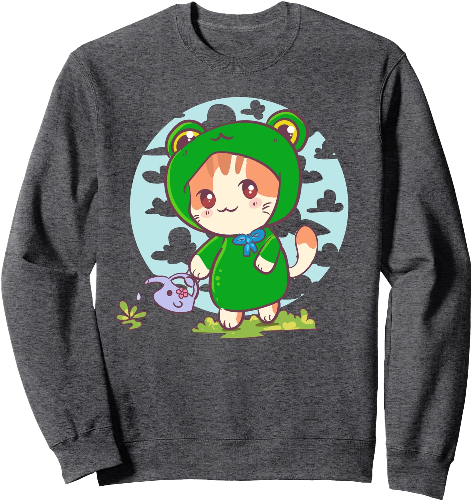 Cat Frog Costume Watering Flowers Kawaii T-Shirt - Novelty Apparel Unisex - T-Shirt, Sweatshirt, Hoodie