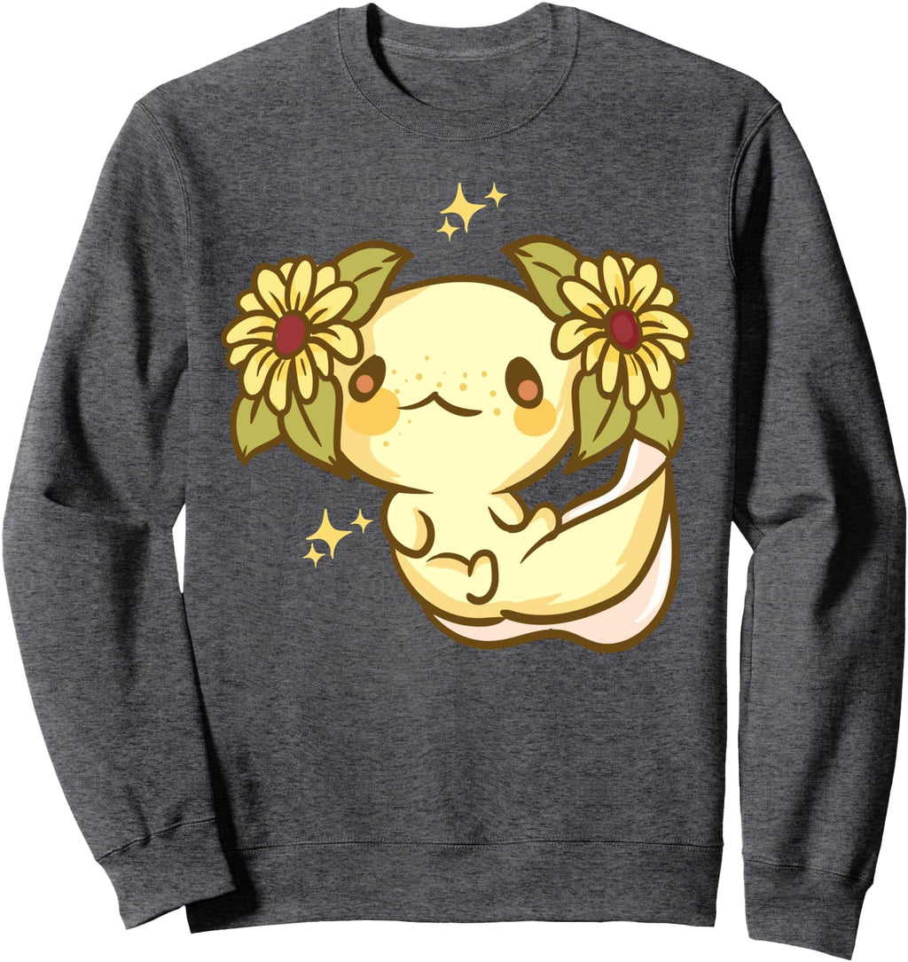 Handcrafted Sunflower Axolotl Kawaii T-Shirt - Minimalist Print Men Women - T-Shirt, Sweatshirt, Hoodie
