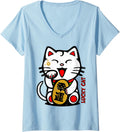 Handcrafted Womens Lucky Cat Maneki Hoodie - Custom Art Print for Adults - T-Shirt, Sweatshirt, Hoodie
