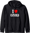 Authentic I Heart Love Catgirls Hoodie - Casual Everyday Wear for Adults - T-Shirt, Sweatshirt, Hoodie