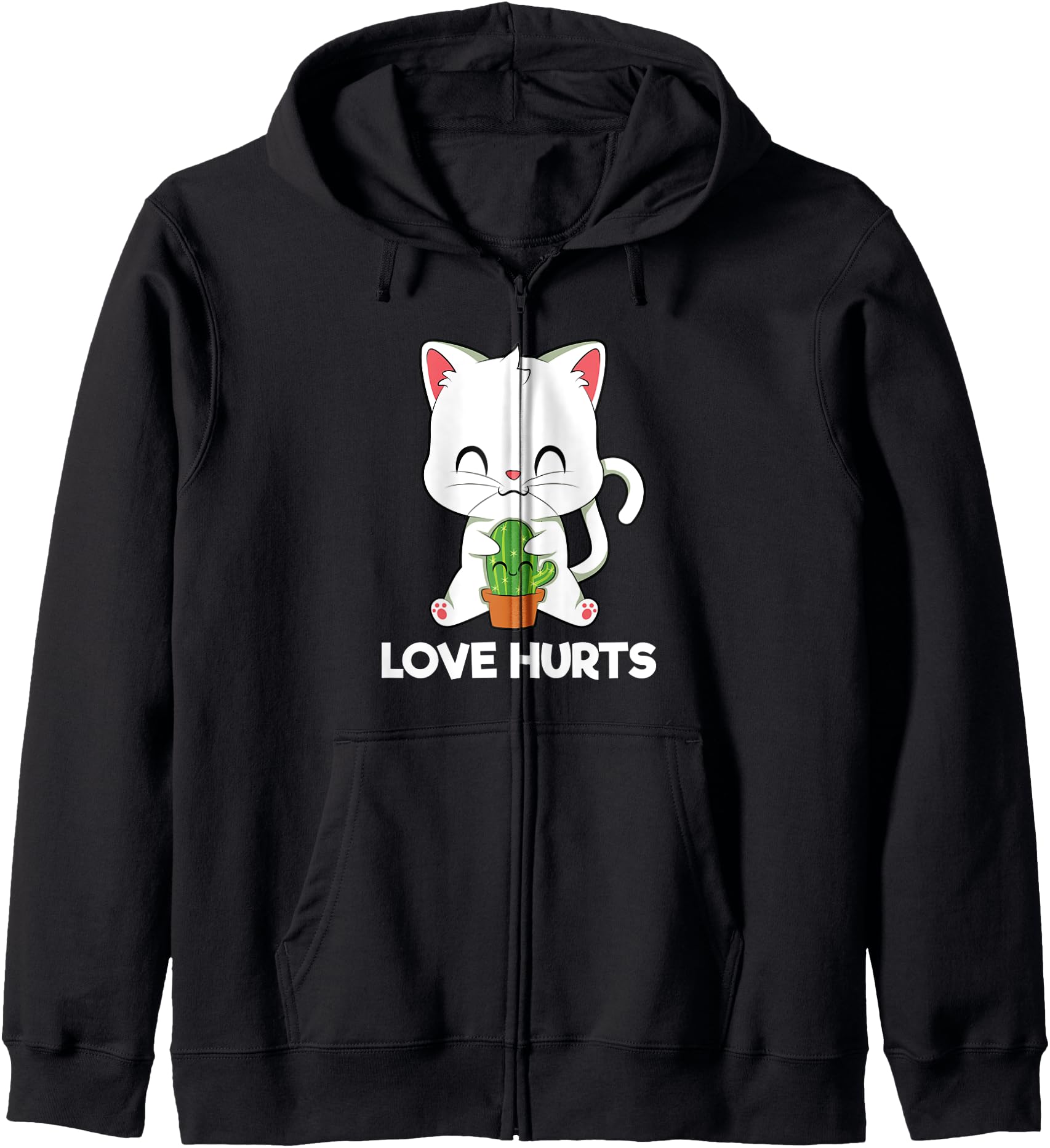 Authentic Cat Cactus Love Hurts Kawaii Sweatshirt - Trendy Graphic Unisex - T-Shirt, Sweatshirt, Hoodie
