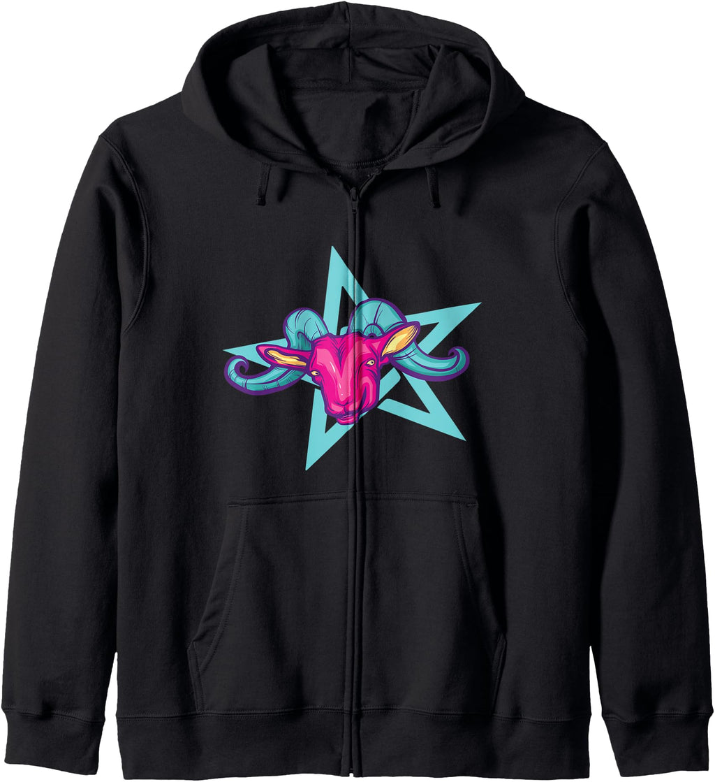 Exclusive Pastel Goth Goat Pentagram Hoodie - Trendy Graphic Unisex - T-Shirt, Sweatshirt, Hoodie