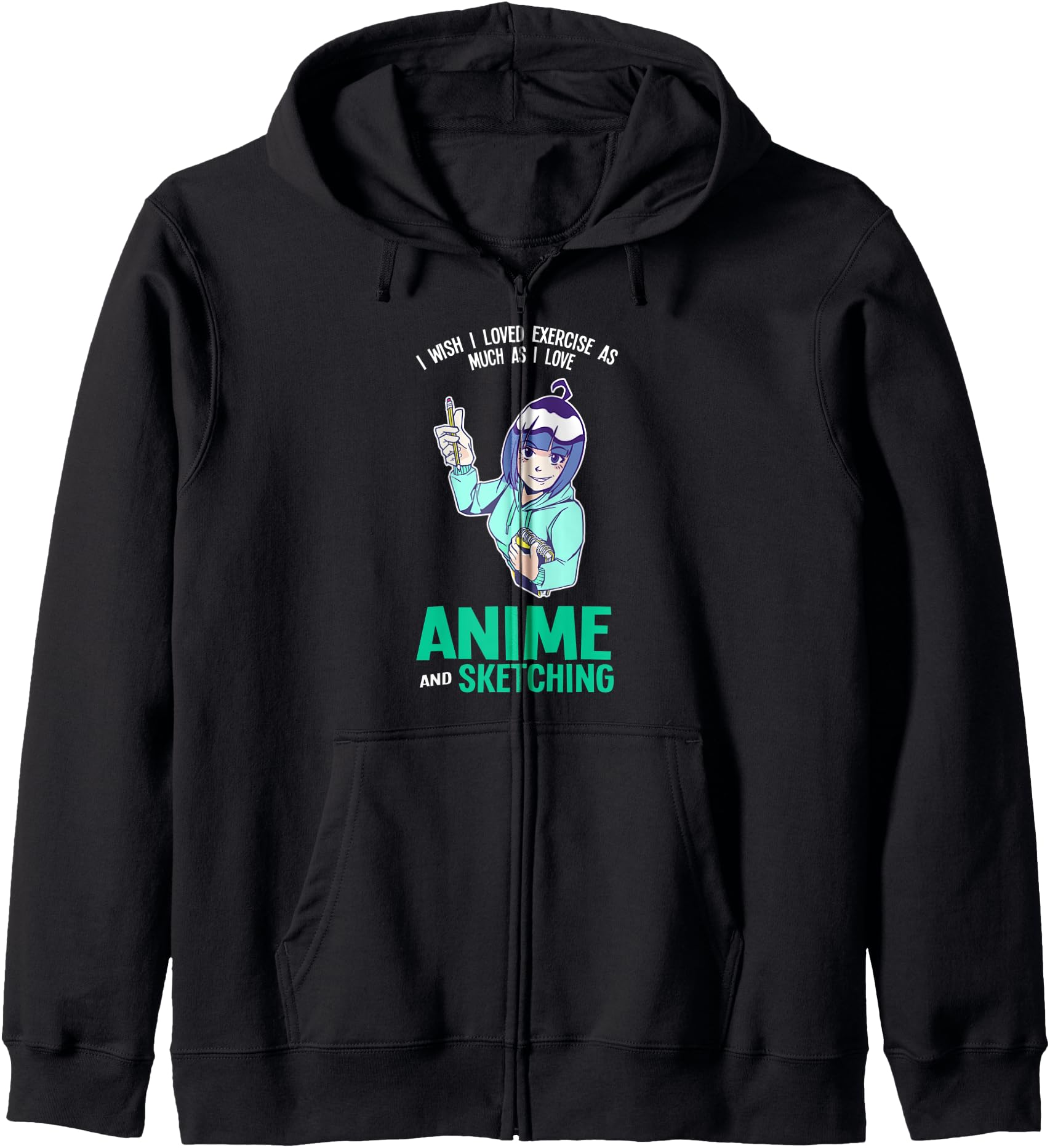 Exclusive I Love Anime And Sketching Sweatshirt - Unique Graphic Men Women - T-Shirt, Sweatshirt, Hoodie