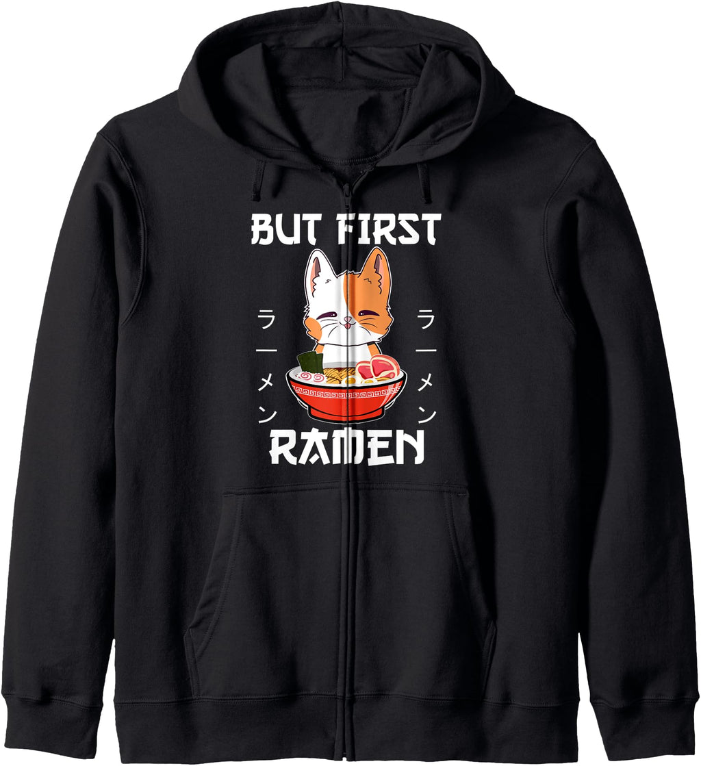 Authentic Kawaii Neko Ramen Japanese Hoodie - Aesthetic Graphic for Adults - T-Shirt, Sweatshirt, Hoodie
