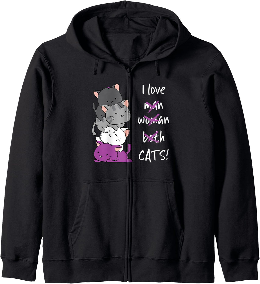 Handcrafted Asexual Pride Kawaii Cat Stack T-Shirt - Trendy Graphic Unisex - T-Shirt, Sweatshirt, Hoodie